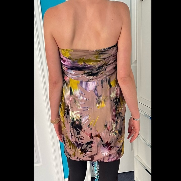 Vintage Burnout Silk-Mix Strapless Dress – Multi Abstract Prom & Special Events - Picture 7 of 16